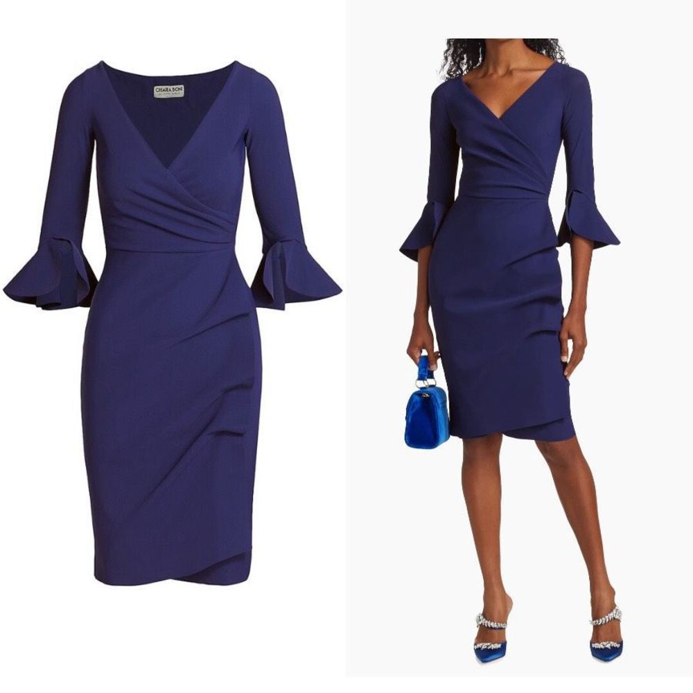 Chiara Boni La Petite Robe Trina Ruffle Sheath Dress Size 10